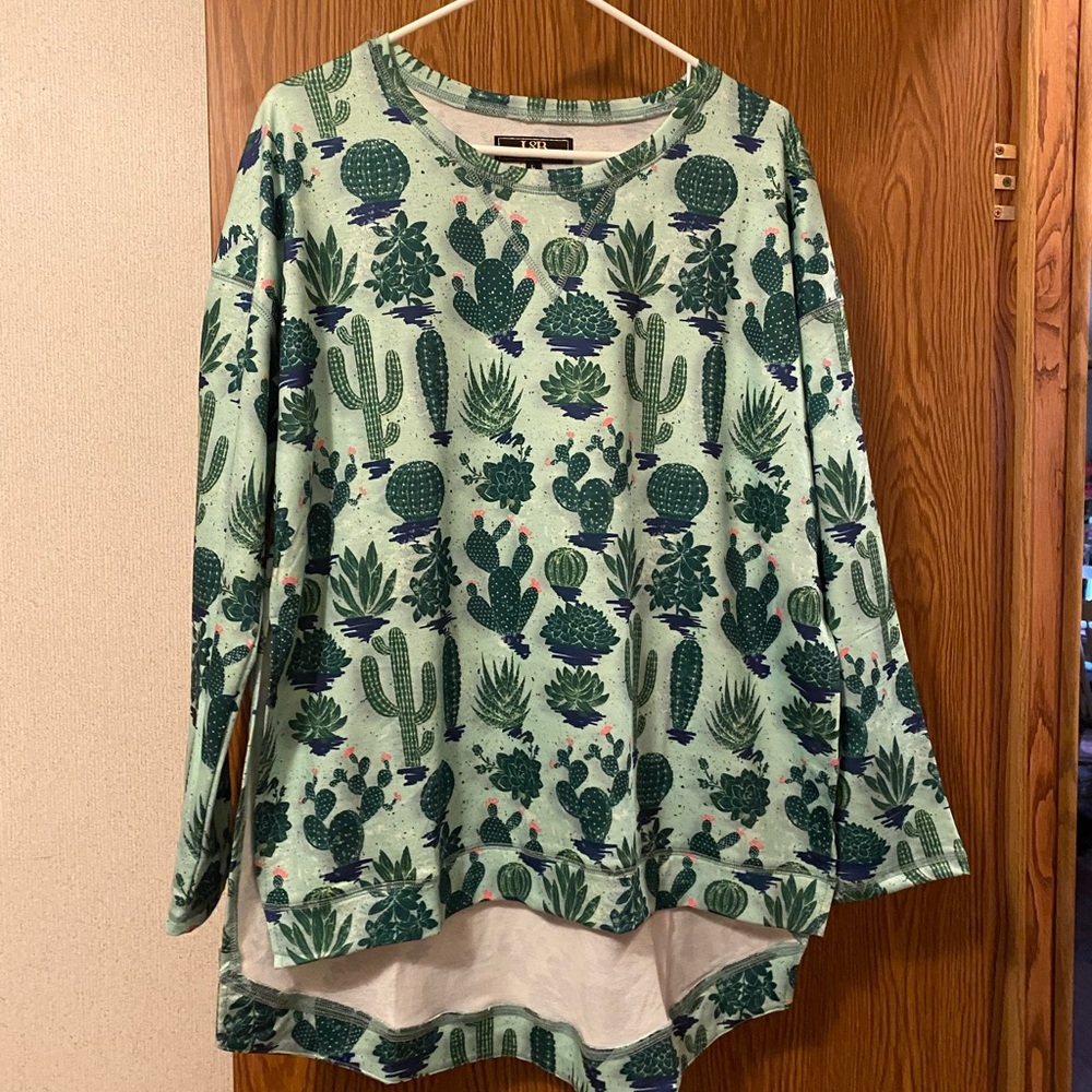 New L&B Cactus Print Long Sleeve Shirt Size L